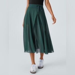 Unbranded Women’s Teal Sheer Midi Sport Skirt w/ Built-In Shorts Size L 32”